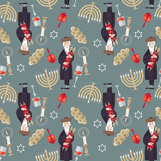 jüdische tradition. nahtlose hintergrund muster - judaism jewish ethnicity hasidism rabbi stock-grafiken, -clipart, -cartoons und -symbole