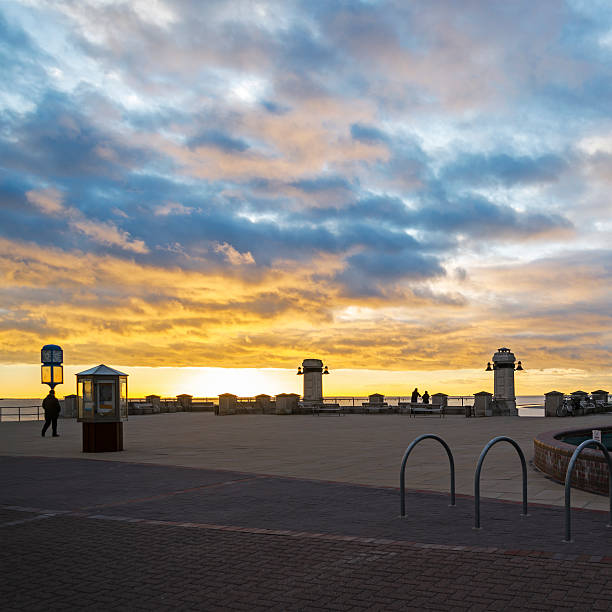 Sunset on the beach of the North Sea island of Borkum, Germany.
