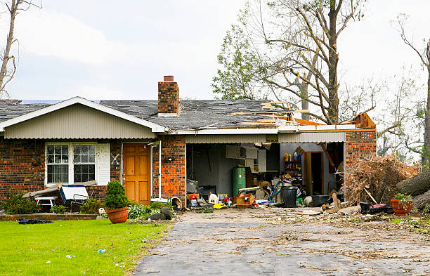 Home destroyed by tornado stock photo
