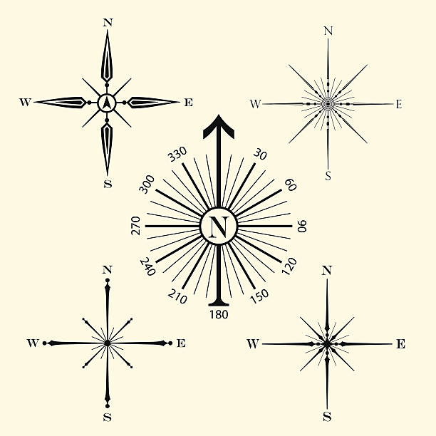 ilustrações de stock, clip art, desenhos animados e ícones de bússola de rosas - compass compass rose north direction