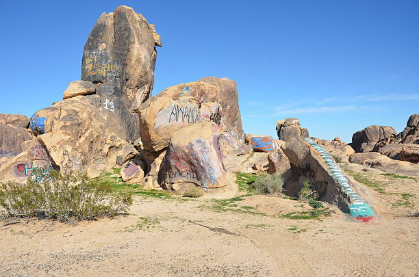 istock Graffiti Covered Boulders in California Desert 464523458