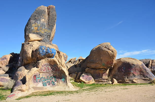 istock Graffiti Covered Boulders in California Desert 464523470