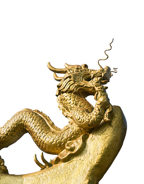 istock Statue of chinese dragon isolated on white 464527391