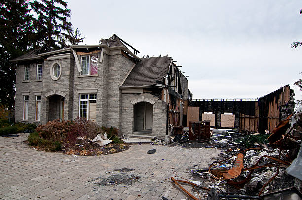 ruin of a burnt house after a fire