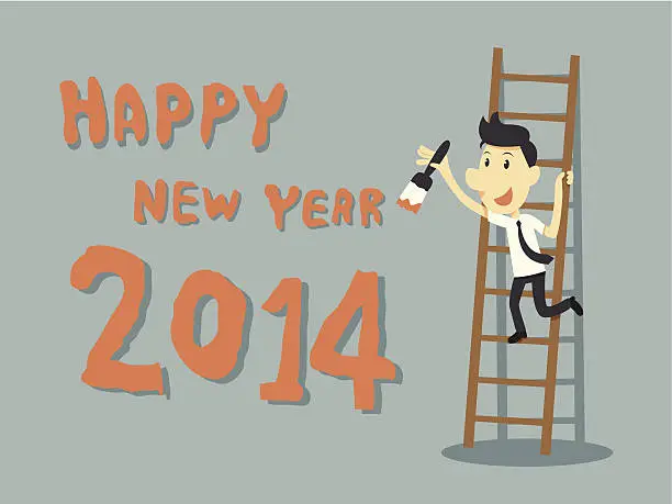 Vector illustration of Happy New Year 2014