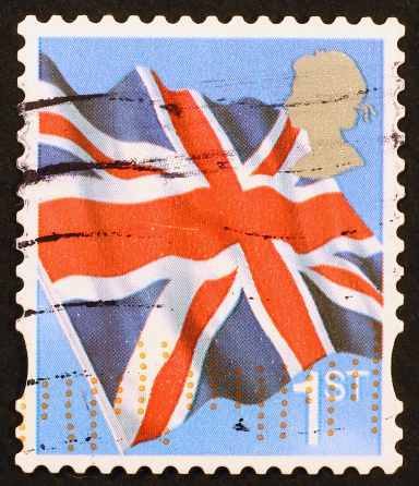 British flag on a postage stamp