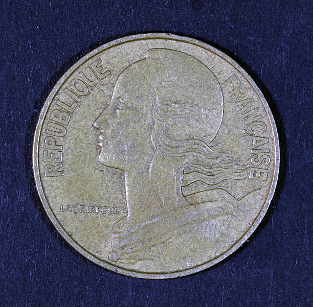 francuska moneta portret. - france currency macro french coin zdjęcia i obrazy z banku zdjęć