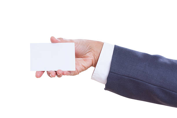 istock handing a blank business card 464528671
