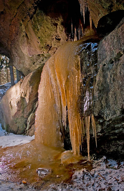Ice waterfall stock photo