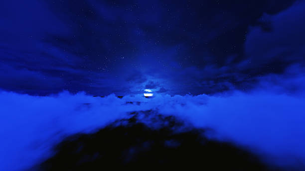 istock Night stars in sky and cloud with moon 464529296