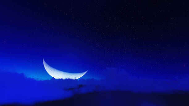 istock Night stars in sky and cloud with moon 464529328