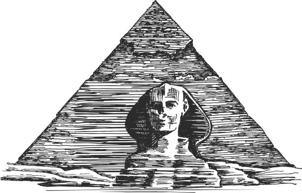 ilustrações, clipart, desenhos animados e ícones de egito vetor logotipo modelo de design. pirâmide ou ícone de esfinge egípcia - giza pyramids sphinx pyramid shape pyramid