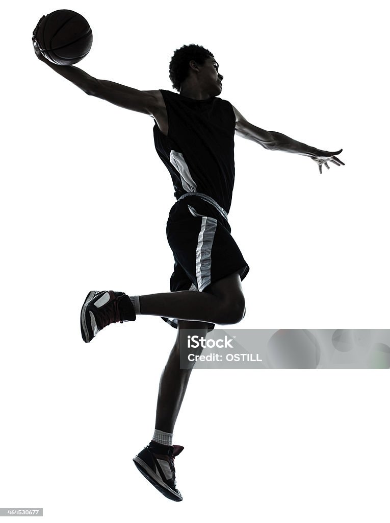 basketball Spieler slam dunk-silhouette einen - Lizenzfrei Slam Dunk Stock-Foto