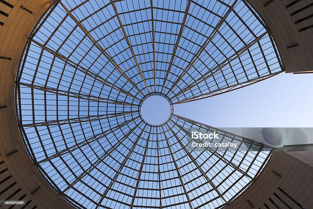 Futuristic Glass-steel Dome - Rovereto Italy Futuristic Glass-steel Dome on blue sky of Mart museum in Rovereto - Italy Aerial View Stock Photo