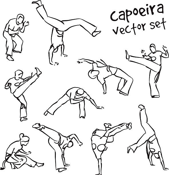 illustrations, cliparts, dessins animés et icônes de jeu de capoeira - martial