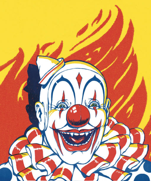 illustrations, cliparts, dessins animés et icônes de clown avec flammes - clown evil horror spooky