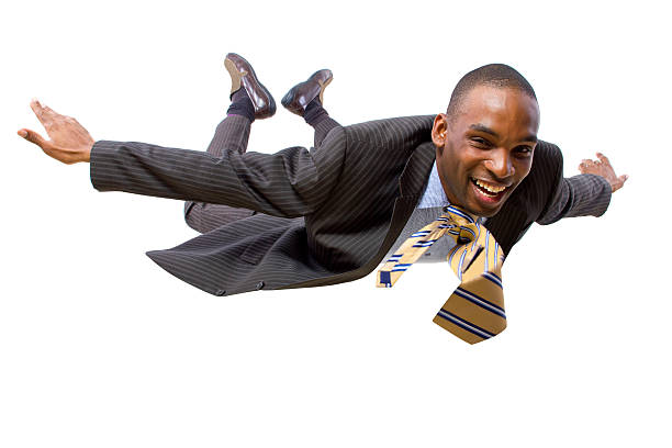 istock Flying Businessman in Flight or Falling on a White Background 464540703