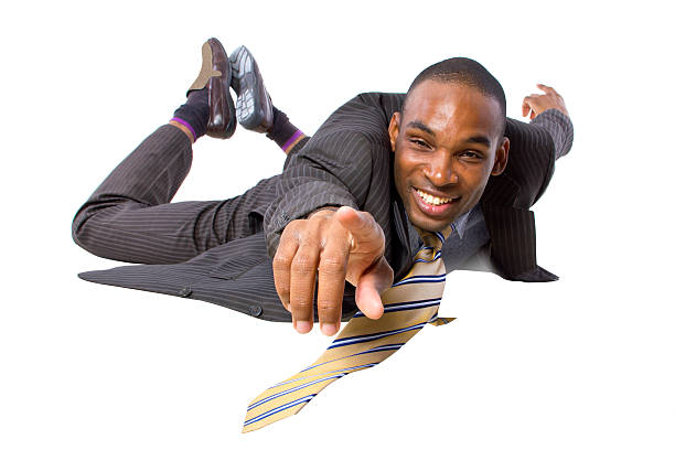 istock Flying Businessman in Flight or Falling on a White Background 464540777