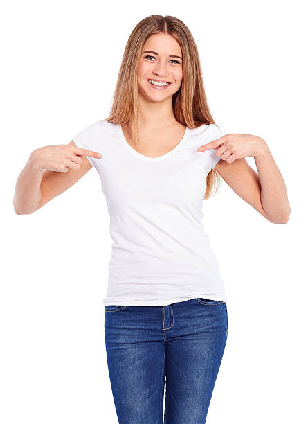 istock Template woman in white shirt 464542304