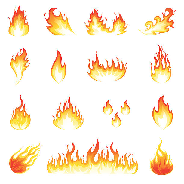 ilustrações, clipart, desenhos animados e ícones de fogo chamas - flame fire fireball exploding