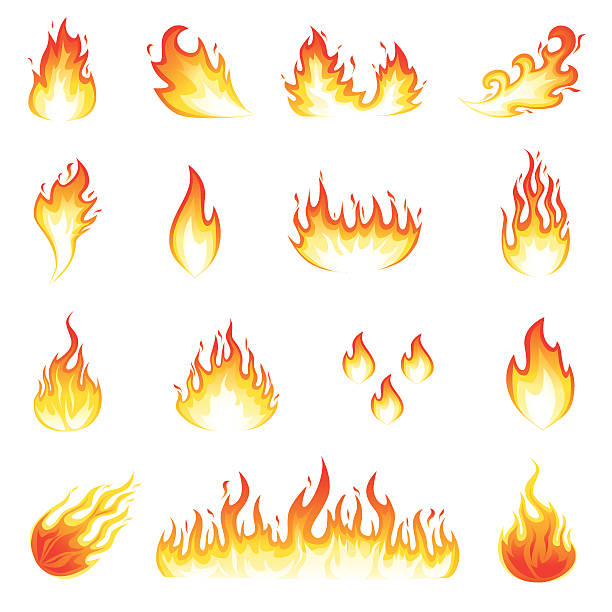 Fire Flames Illustration of a set of fire elements and flames. flame symbols stock illustrations