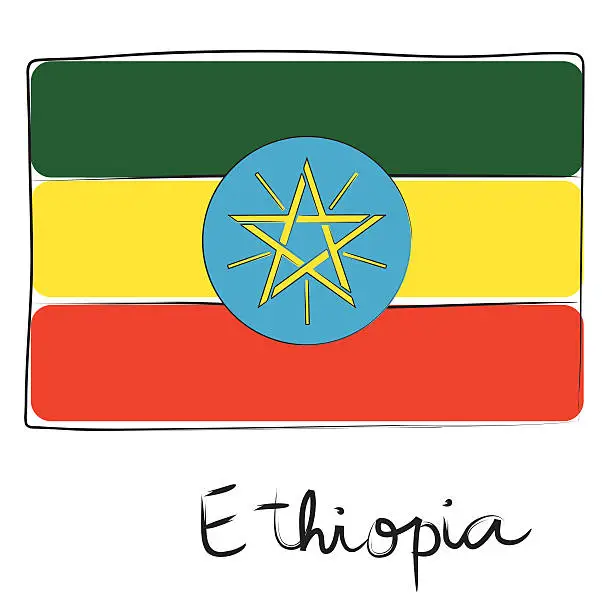 Vector illustration of Ethiopia flag doodle