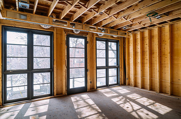 residência de renovação - construction frame construction house wood - fotografias e filmes do acervo