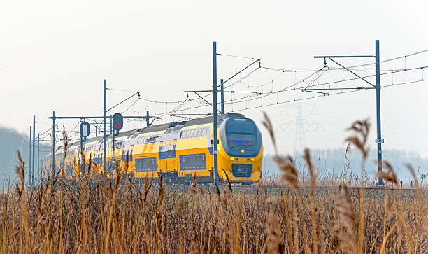 istock Passenger train driving through nature in winter 464549792