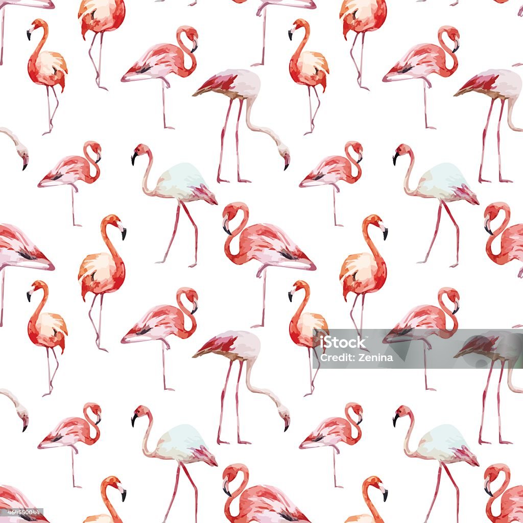 Flamingo pattern Beautiful vector watercolor pattern with nice flamingos 2015 stock vector