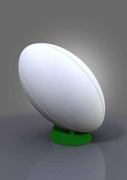 istock A ball that's used for playing Rugby on it's kicking tee  464555147