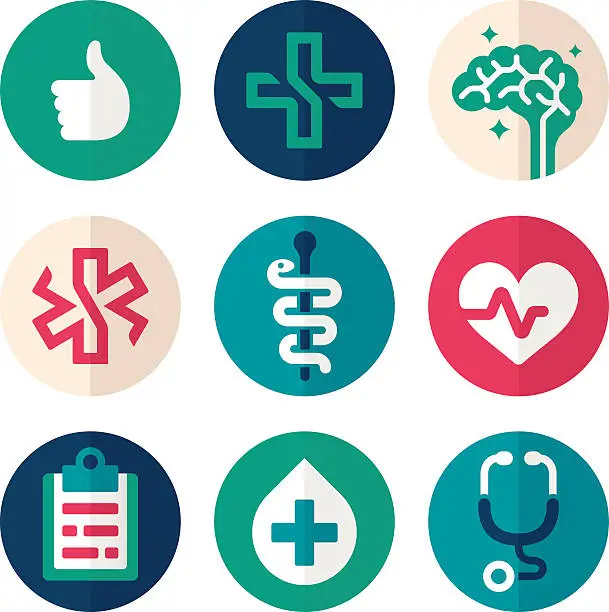 Vector illustration of Health Symbols Flat Design