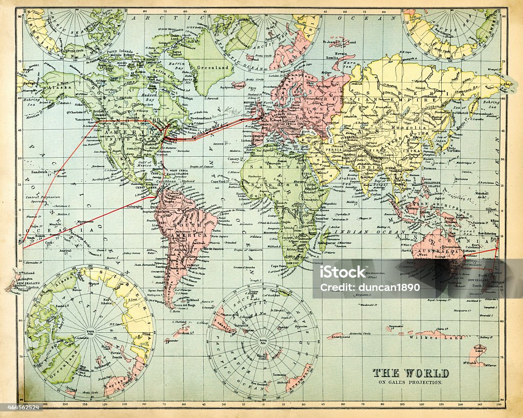 Antique Map of the World 1897 Antique Map of the World from 1897 World Map stock illustration