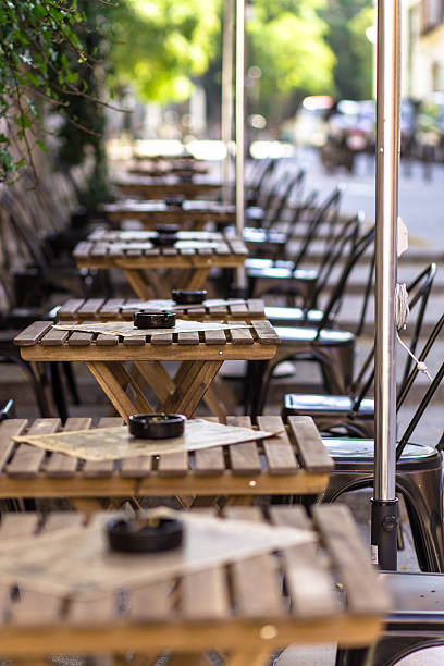 istock Row of Outdoor Tables 464562622