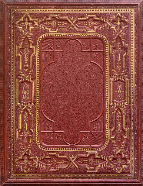 istock Old red book cover with golden ornaments 464563356