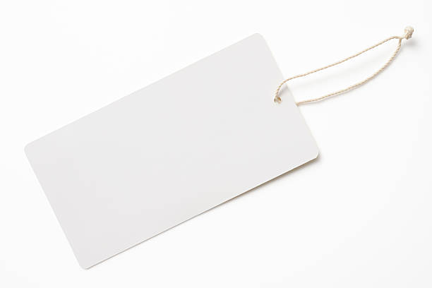 Blank white tag isolated on white background with clipping path.