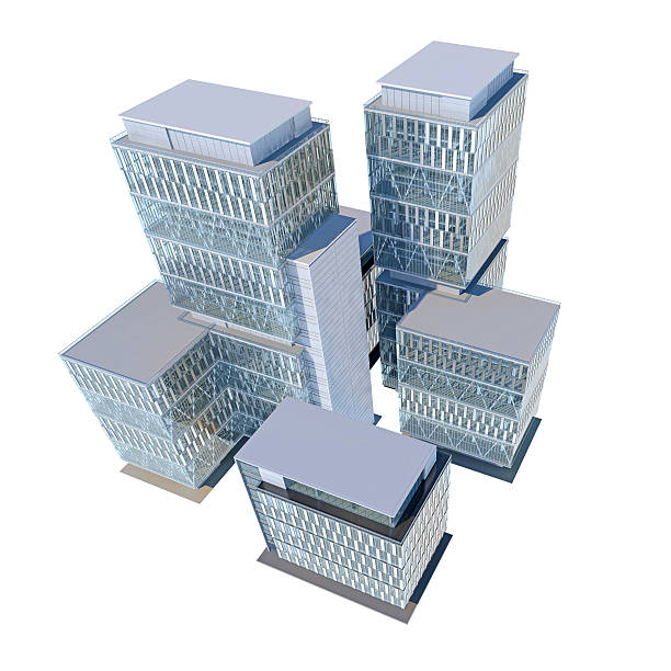 istock Office skyscraper buildings isolated on white with clipping path 464566597