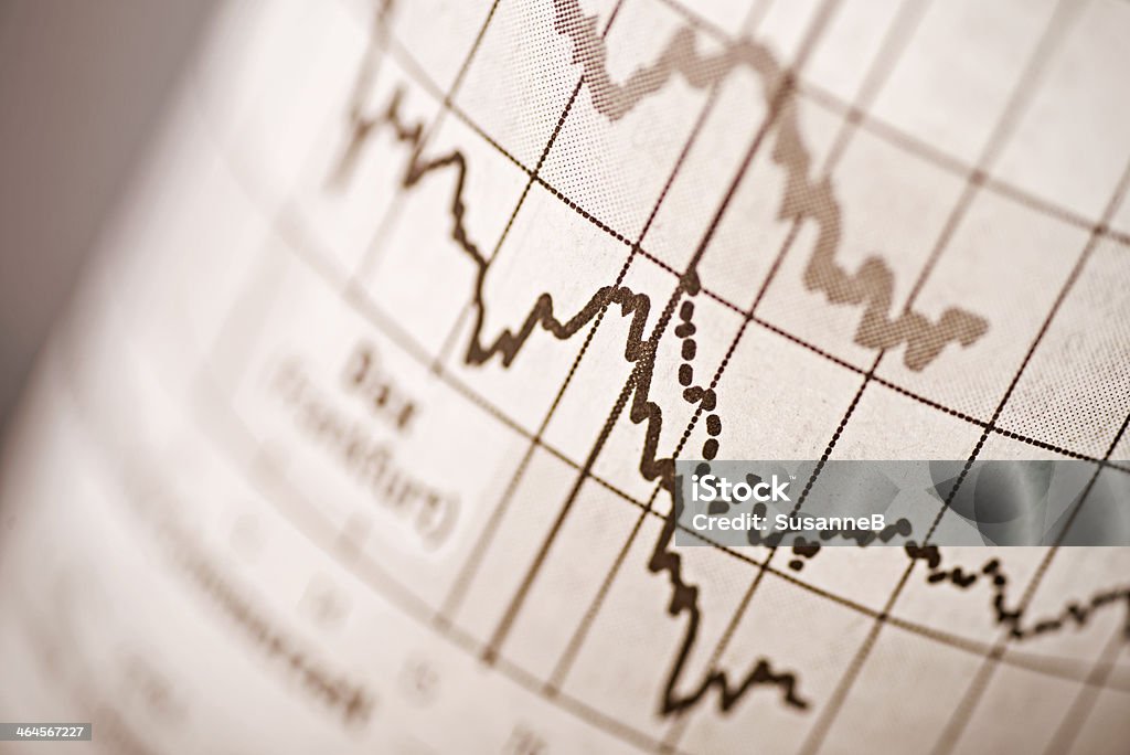 Share prices Curves of various stock indices as closeup. DAX - Stock Market Index Stock Photo
