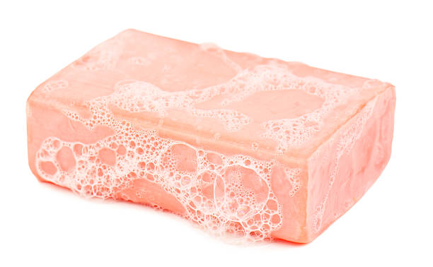 piece of soap and foam stock photo