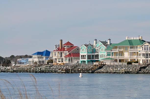 Ocean City Inlet Waterfront Homes stock photo