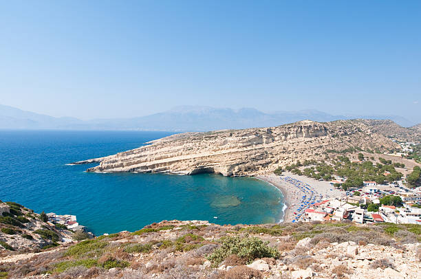 istock Matala sandy beach and village near Heraklion on Crete, Greece. 464570898