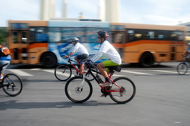 Bangkok,Thailand-September 22,2013 : Cyclist took part in Car Free Day event at RajchadamnoenKlang road near Democracy Monument on September 22, 2013 in Bangkok capital of Thailand.