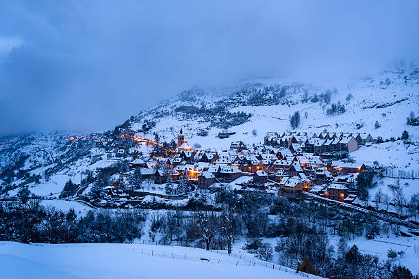 istock Snowcapped  village in the mountains 464572717