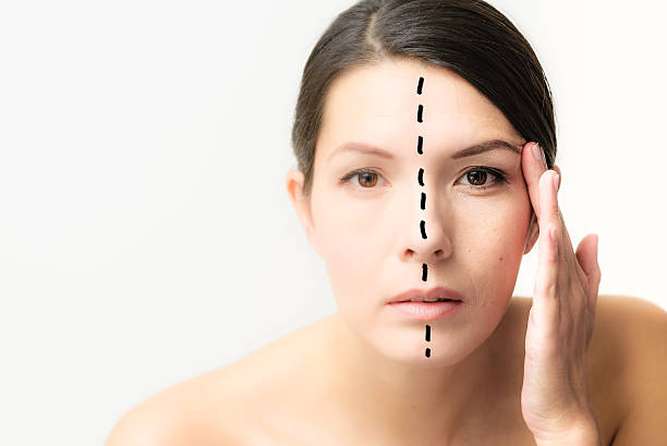 istock Woman with her face divided to show aging 464572825
