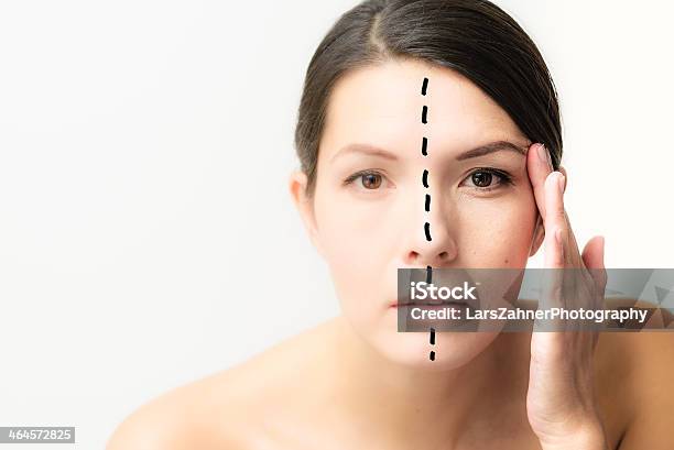 Woman With Her Face Divided To Show Aging Stock Photo - Download Image Now - Adult, Aging Process, Beauty Treatment