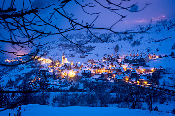 istock Snowcapped  village in the mountains 464573117