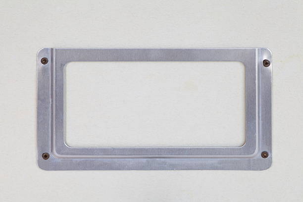istock Antique sliver metal name plate on a paper box 464573694
