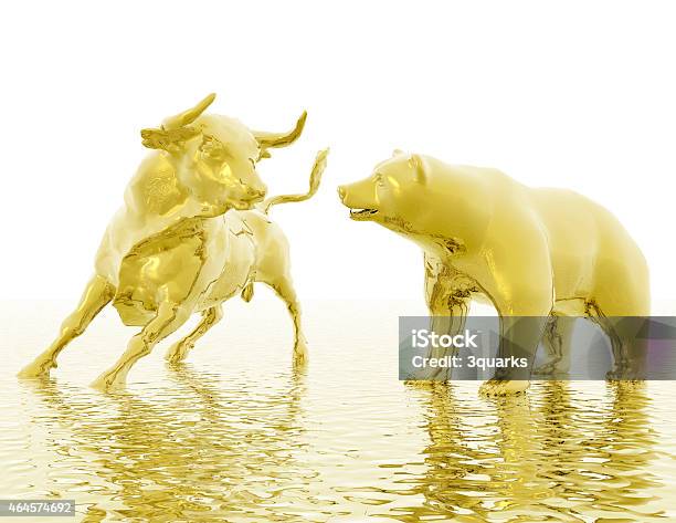Bull And Bear Stock Photo - Download Image Now - 2015, Abundance, Bank - Financial Building
