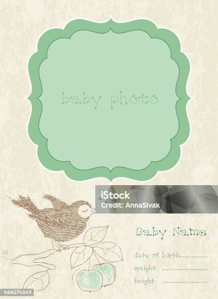 Baby Boy Arrival Card With Photo Frame Stock Illustration - Download Image Now - Congratulating, Greeting Card, Newborn