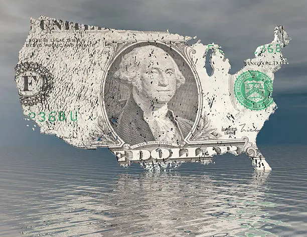 digital visualization of the usa with dollar texture