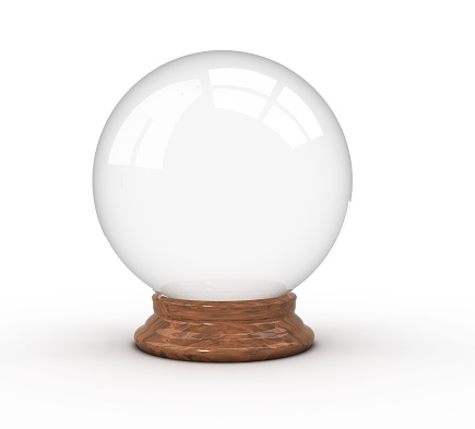 3d render illustration of a crystal ball over white